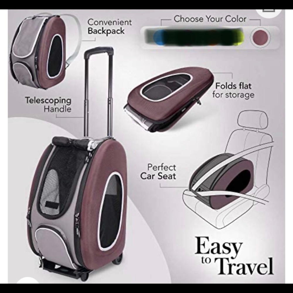 Ibiyaya 5 in 1 Pet Carrier w/BackPack Pet Carrier Stroller
